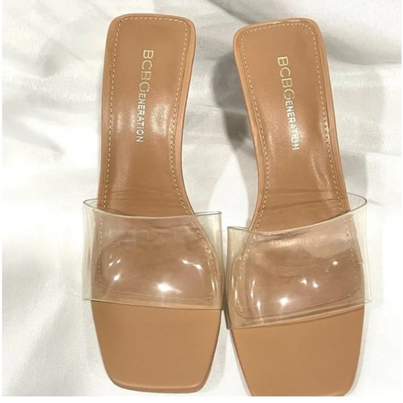 BCBGeneration Tan Heels with Clear Strap - Picture 4 of 6
